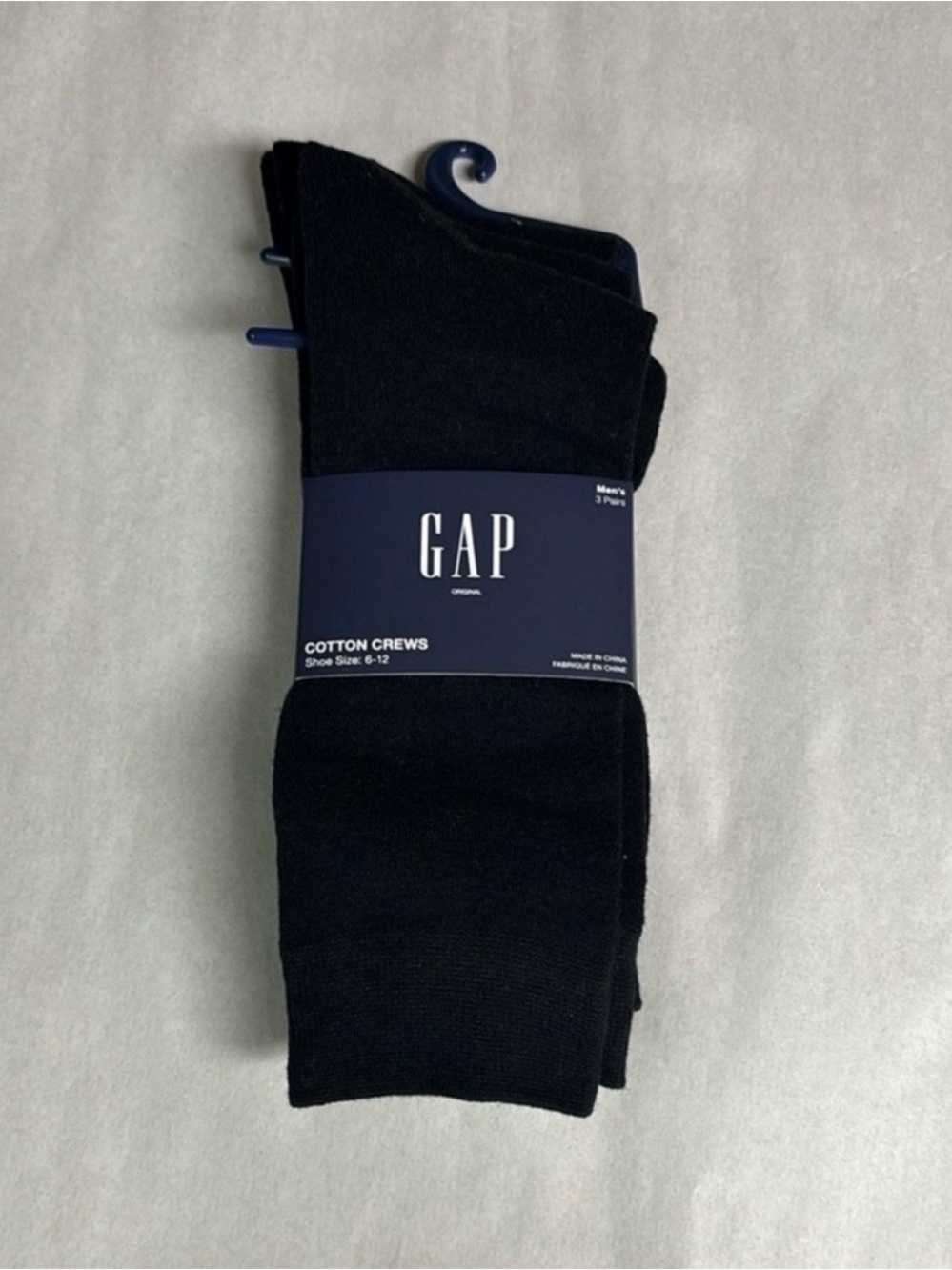 New Gap Socks Men’s 3 Pair Black Cotton Crews Business Casual Dress Classic Sock